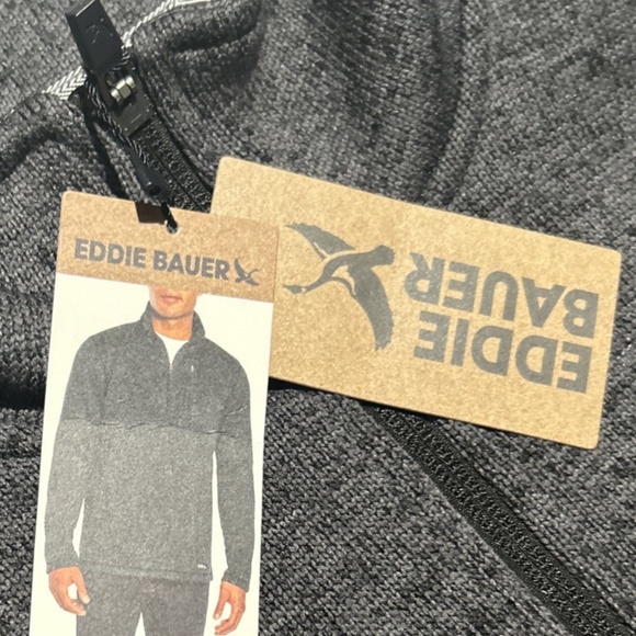 NWT Eddie Bauer Men's Pullover Size XL Gray 1/4 Zip Pocket Sweater Fleece - Picture 6 of 9